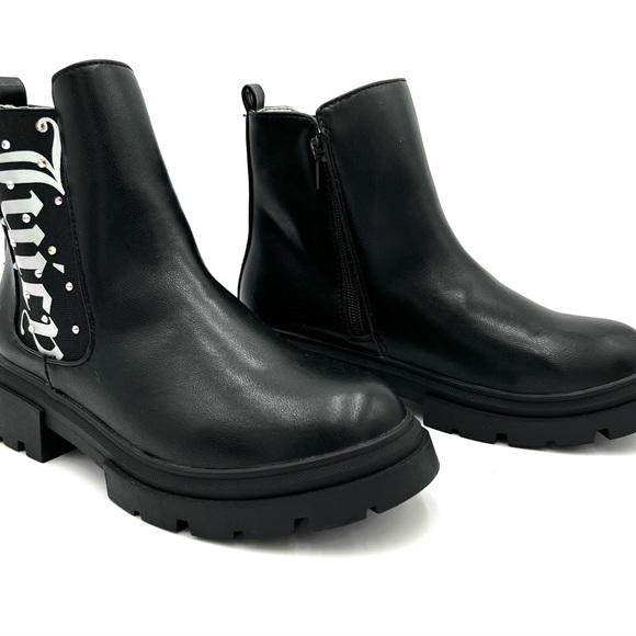 🏙️ Juicy Couture Ankle Boots Round Toe Zipper Diamond Logo - Picture 6 of 12